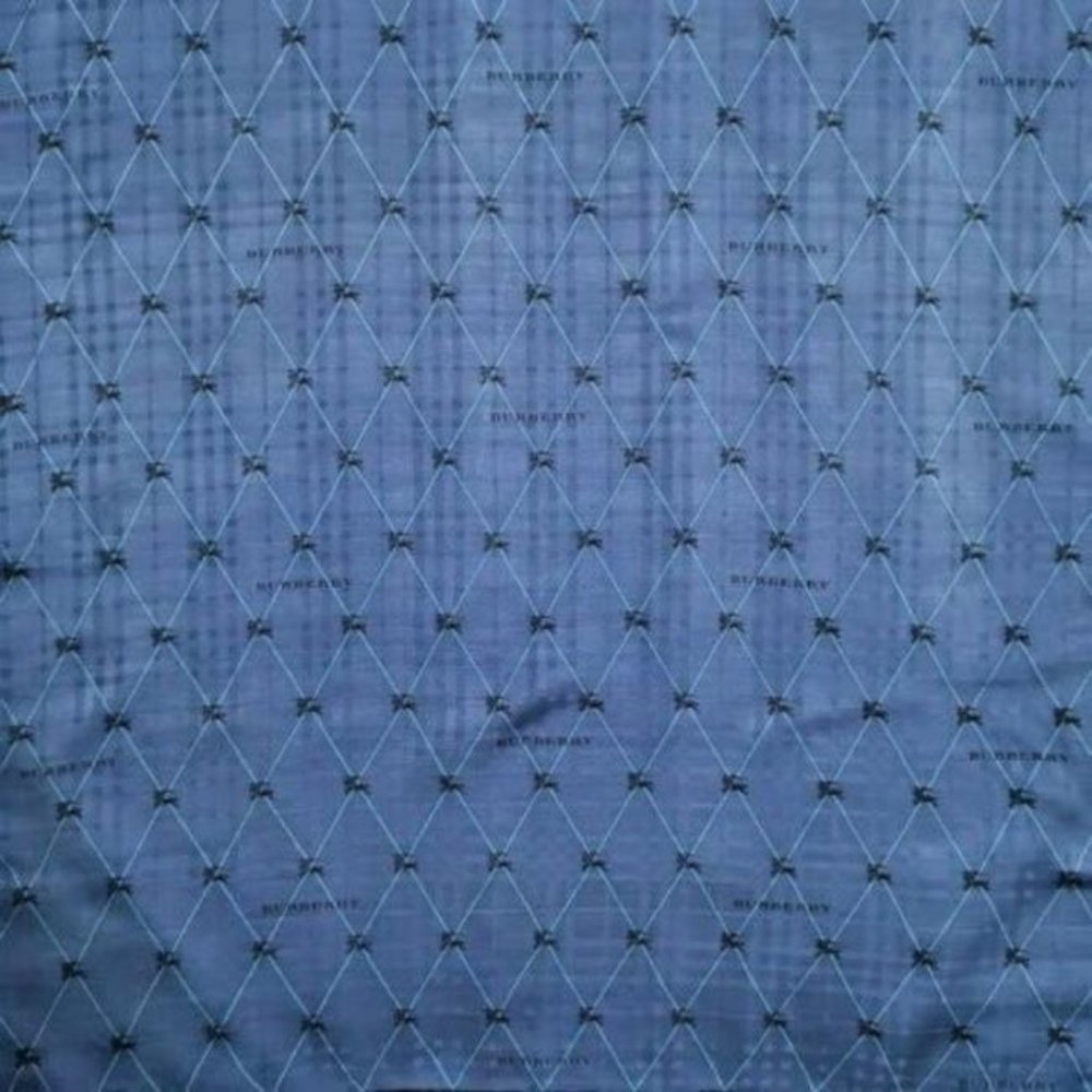 Burberry Blue Black Plaid Jacquard Nova Check Print Silk Scarf - Picture 5 of 5